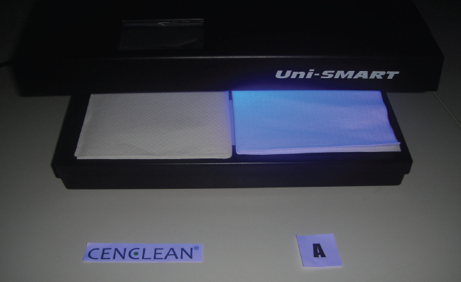 ทดสอบกระดาษด้วยเครื่อง UV เทียบ CENCLEAN กับยี่ห้อ A